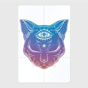 Магнитный плакат 2Х3 с принтом Просветлённый кот , Полимерный материал с магнитным слоем | 6 деталей размером 9*9 см | Тематика изображения на принте: арт | глаз | градиент | кот | кошка | мудрость | просветлённый | рисунок | третий глаз