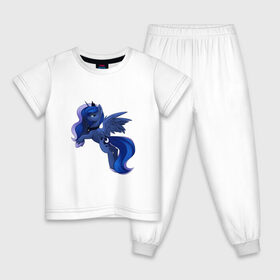 Детская пижама хлопок с принтом Принцесса Луна , 100% хлопок |  брюки и футболка прямого кроя, без карманов, на брюках мягкая резинка на поясе и по низу штанин
 | Тематика изображения на принте: арт | луна | рисунок | сон