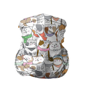 Бандана-труба 3D с принтом Большая семья котиков , 100% полиэстер, ткань с особыми свойствами — Activecool | плотность 150‒180 г/м2; хорошо тянется, но сохраняет форму | bow | cat | scarf | spots | бант | косынка | кот | полоски | пятна | улыбки | шапка | шарф