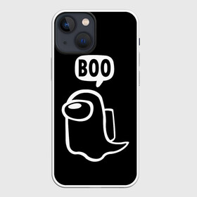 Чехол для iPhone 13 mini с принтом BOO (Among Us) ,  |  | among | among us | boo | crewmate | game | ghost | impistor | space | us | vote | бу | буу | выживший | игра | космос | невиновный | предатель | приведение | призрак | самозванец