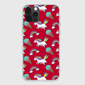 Чехол для iPhone 12 Pro Max с принтом Pattern , Силикон |  | Тематика изображения на принте: cloud | hoofs | icecream | mane | pattern | rainbow | tail | unicorn | грива | единорог | копыта | мороженое | облако | радуга | узор | хвост