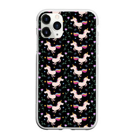 Чехол для iPhone 11 Pro матовый с принтом Unicorns pattern , Силикон |  | flower | hoofs | horn | leaf | mane | pattern | star | unicorn | грива | единорог | звезда | копыта | лист | рог | узор | цветок