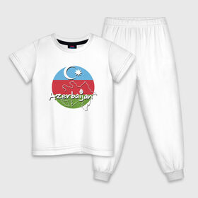 Детская пижама хлопок с принтом Азербайджан , 100% хлопок |  брюки и футболка прямого кроя, без карманов, на брюках мягкая резинка на поясе и по низу штанин
 | Тематика изображения на принте: azerbaijan | baku | азер | азербайджан | баку | герб | страна | флаг