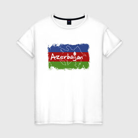 Женская футболка хлопок с принтом Азербайджан , 100% хлопок | прямой крой, круглый вырез горловины, длина до линии бедер, слегка спущенное плечо | azerbaijan | baku | азер | азербайджан | баку | герб | страна | флаг