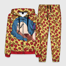 Мужской костюм 3D с принтом АХЕГАО ПИЦЦА , 100% полиэстер | Манжеты и пояс оформлены тканевой резинкой, двухслойный капюшон со шнурком для регулировки, карманы спереди | ahegao | anime | pizza | аниме | ахегао | пицца