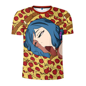 Мужская футболка 3D спортивная с принтом АХЕГАО ПИЦЦА , 100% полиэстер с улучшенными характеристиками | приталенный силуэт, круглая горловина, широкие плечи, сужается к линии бедра | ahegao | anime | pizza | аниме | ахегао | пицца