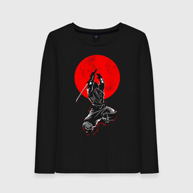 Женский лонгслив хлопок с принтом Samurai , 100% хлопок |  | art | katana | man | ninja | red moon | samurai | арт | катана | красная луна | ниндзя | самурай | человек