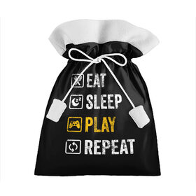 Подарочный 3D мешок с принтом Eat. Sleep. Play. Repeat , 100% полиэстер | Размер: 29*39 см | art | food | gamepad | games | inscription | joystick | schedule | sleep | text | арт | джойстик | еда | игры | надпись | расписание | сон | текст