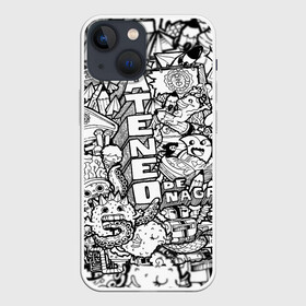 Чехол для iPhone 13 mini с принтом Doodle граффити ,  |  | doodle | graffiti | граффити | дудл | чб