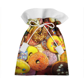 Подарочный 3D мешок с принтом Сладкие пончики , 100% полиэстер | Размер: 29*39 см | еда | пончики | сладости | цветной | яркий