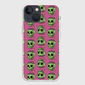 Чехол для iPhone 13 mini с принтом Pattern ,  |  | brain | jaw | orbits | pattern | skull | straw | глазницы | мозг | пасть | трубочка | узор | череп