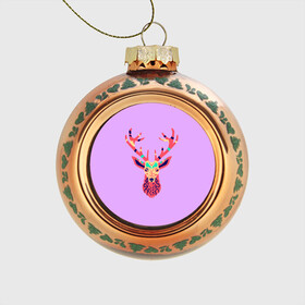 Стеклянный ёлочный шар с принтом олень, deer  , Стекло | Диаметр: 80 мм | deer | doe | fawn | олененок | олениха | олень