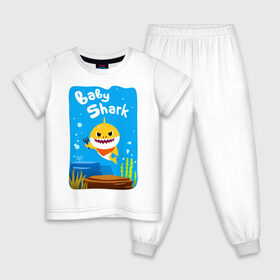 Детская пижама хлопок с принтом Baby Shark , 100% хлопок |  брюки и футболка прямого кроя, без карманов, на брюках мягкая резинка на поясе и по низу штанин
 | babyshark | babysharkchallenge | babysharkdance | акулёнок | детскаяпесенка | семьяакул