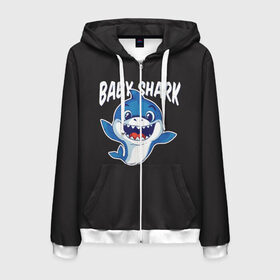 Мужская толстовка 3D на молнии с принтом Baby shark , 100% полиэстер | длина до линии бедра, манжеты и пояс оформлены мягкой тканевой резинкой, двухслойный капюшон со шнурком для регулировки, спереди молния, по бокам два кармана | Тематика изображения на принте: baby shark | daddy shark | family shark | grandma shark | grandpa shark | mommy shark | бабушка акула | дедушка акула | мама акула | отец акула | ребенок акула | семья акул