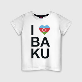 Детская футболка хлопок с принтом Baku , 100% хлопок | круглый вырез горловины, полуприлегающий силуэт, длина до линии бедер | Тематика изображения на принте: azerbaijan | baku | азербайджан | баку | герб | флаг
