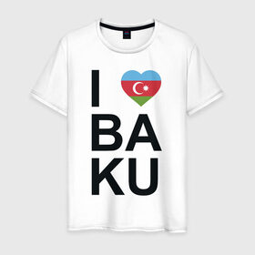 Мужская футболка хлопок с принтом Baku , 100% хлопок | прямой крой, круглый вырез горловины, длина до линии бедер, слегка спущенное плечо. | Тематика изображения на принте: azerbaijan | baku | азербайджан | баку | герб | флаг