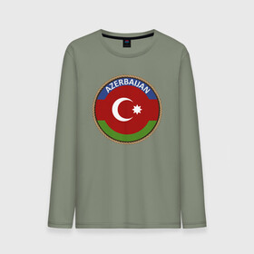 Мужской лонгслив хлопок с принтом Азербайджан , 100% хлопок |  | azerbaijan | baku | азербайджан | баку | герб | флаг