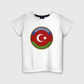 Детская футболка хлопок с принтом Азербайджан , 100% хлопок | круглый вырез горловины, полуприлегающий силуэт, длина до линии бедер | azerbaijan | baku | азербайджан | баку | герб | флаг