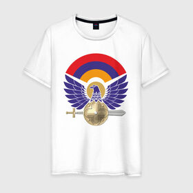 Мужская футболка хлопок с принтом Армения , 100% хлопок | прямой крой, круглый вырез горловины, длина до линии бедер, слегка спущенное плечо. | armenia | арарат | армения | армянин | герб | горы | гранат | лев | орнамент | снг | ссср | страна | узор | флаг | шашлык