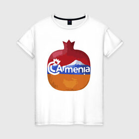 Женская футболка хлопок с принтом Армения , 100% хлопок | прямой крой, круглый вырез горловины, длина до линии бедер, слегка спущенное плечо | armenia | арарат | армения | армянин | герб | горы | гранат | лев | орнамент | снг | ссср | страна | узор | флаг | шашлык