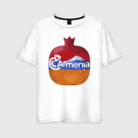 Женская футболка хлопок Oversize с принтом Армения , 100% хлопок | свободный крой, круглый ворот, спущенный рукав, длина до линии бедер
 | armenia | арарат | армения | армянин | герб | горы | гранат | лев | орнамент | снг | ссср | страна | узор | флаг | шашлык