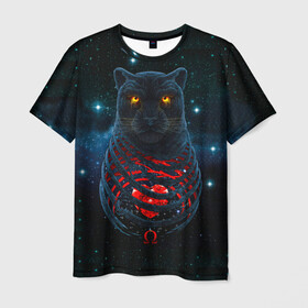 Мужская футболка 3D с принтом Пантера , 100% полиэфир | прямой крой, круглый вырез горловины, длина до линии бедер | cosmos | вселенная | галактика | животное | зверь | клыки | когти | космонавт | космос | пантера | планета | сердце | след | хищник | черная пантера
