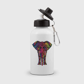 Бутылка спортивная с принтом Слон с орнаментом , металл | емкость — 500 мл, в комплекте две пластиковые крышки и карабин для крепления | животные | звери | орнамент | слон