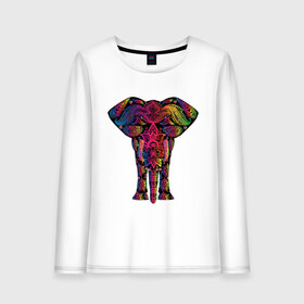 Женский лонгслив хлопок с принтом Слон с орнаментом , 100% хлопок |  | животные | звери | орнамент | слон