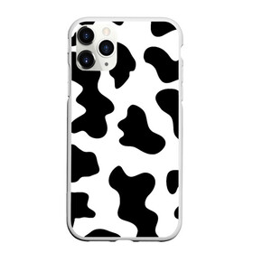 Чехол для iPhone 11 Pro матовый с принтом Му-му , Силикон |  | абстракция | бык | кожа коровы | корова | му му | пятна | черно белое | черно белые пятна