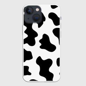 Чехол для iPhone 13 mini с принтом Му му ,  |  | абстракция | бык | кожа коровы | корова | му му | пятна | черно белое | черно белые пятна