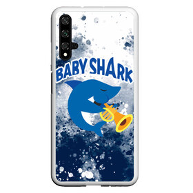 Чехол для Honor 20 с принтом BABY SHARK БЭБИ ШАРК , Силикон | Область печати: задняя сторона чехла, без боковых панелей | Тематика изображения на принте: baby shark | babysharkchallenge | shark | акула baby shark | акуленок | аула | бэби шарк | песня