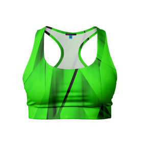 Женский спортивный топ 3D с принтом Зеленый неон , 82% полиэстер, 18% спандекс Ткань безопасна для здоровья, позволяет коже дышать, не мнется и не растягивается |  | Тематика изображения на принте: зелегь | зеленая абстракция | зеленка | зеленые линии | зеленые полосы | зеленый | зеленый неон | неон