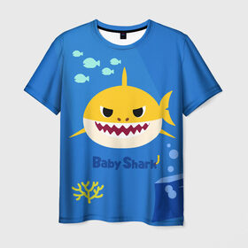Мужская футболка 3D с принтом Baby shark , 100% полиэфир | прямой крой, круглый вырез горловины, длина до линии бедер | 