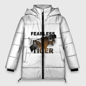 Женская зимняя куртка 3D с принтом Fearless tiger , верх — 100% полиэстер; подкладка — 100% полиэстер; утеплитель — 100% полиэстер | длина ниже бедра, силуэт Оверсайз. Есть воротник-стойка, отстегивающийся капюшон и ветрозащитная планка. 

Боковые карманы с листочкой на кнопках и внутренний карман на молнии | fearless tiger | бесстрашный тигр | животные | звери | тигр | хищник