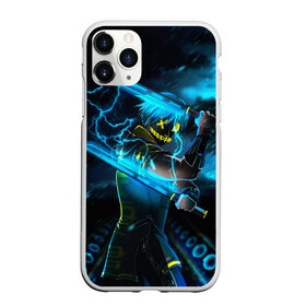 Чехол для iPhone 11 Pro Max матовый с принтом NEON SAMURAI , Силикон |  | samurai | аниме | меч | молнии | неоновая катана | персонаж аниме | человек | человек в доспехах