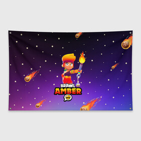 Флаг-баннер с принтом BRAWL STARS AMBER , 100% полиэстер | размер 67 х 109 см, плотность ткани — 95 г/м2; по краям флага есть четыре люверса для крепления | 8 bit | amber | brawl stars | colette | crow | gale | leon | max | mecha | mecha crow | mr.p | sally leon | shark | tara | virus 8 bit | werewolf leon | акула | амбер | берли | бравл старс | ворон | коллет | макс | оборотень