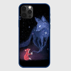 Чехол для iPhone 12 Pro с принтом Лиса и ее дух , силикон | область печати: задняя сторона чехла, без боковых панелей | fox | moon | stars | дух | звезды | лес | леса | лиса | лиса и лес | лисичка | лисичка в лесу | лисички в космосе | лисы | луна | небо | ночное небо | с лисами | темнота