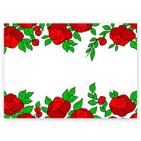 Поздравительная открытка с принтом Scarlet Roses , 100% бумага | плотность бумаги 280 г/м2, матовая, на обратной стороне линовка и место для марки
 | fashion flowers | fashion girl | love | букет | бутоны | жена | красные цветы | лепестки | летние | лето | листья | лучшая | люблю | мама | подарок | природа | растения | розочка | розы | сюрприз | узор | цветок | цветочки