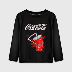 Детский лонгслив 3D с принтом Coca Cola , 100% полиэстер | длинные рукава, круглый вырез горловины, полуприлегающий силуэт
 | coca cola | газировка | кола | лето | лимонад | свежесть | стакан