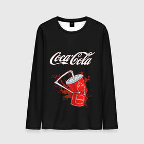 Мужской лонгслив 3D с принтом Coca Cola , 100% полиэстер | длинные рукава, круглый вырез горловины, полуприлегающий силуэт | Тематика изображения на принте: coca cola | газировка | кола | лето | лимонад | свежесть | стакан