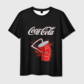 Мужская футболка 3D с принтом Coca Cola , 100% полиэфир | прямой крой, круглый вырез горловины, длина до линии бедер | coca cola | газировка | кола | лето | лимонад | свежесть | стакан