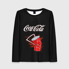 Женский лонгслив 3D с принтом Coca Cola , 100% полиэстер | длинные рукава, круглый вырез горловины, полуприлегающий силуэт | coca cola | газировка | кола | лето | лимонад | свежесть | стакан