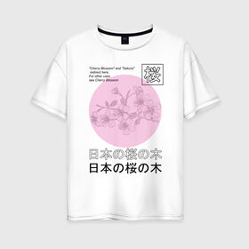 Женская футболка хлопок Oversize с принтом Sakura , 100% хлопок | свободный крой, круглый ворот, спущенный рукав, длина до линии бедер
 | 2020 | абстракция | граффити | сакура | стиль | тренд | уличный стиль | урбан