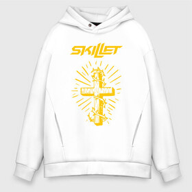 Мужское худи Oversize хлопок с принтом SKILLET , френч-терри — 70% хлопок, 30% полиэстер. Мягкий теплый начес внутри —100% хлопок | боковые карманы, эластичные манжеты и нижняя кромка, капюшон на магнитной кнопке | 