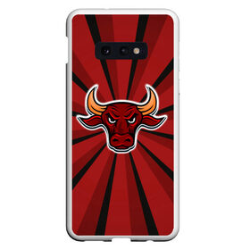 Чехол для Samsung S10E с принтом Красный бык , Силикон | Область печати: задняя сторона чехла, без боковых панелей | буйвол | бык | год быка | голова быка | злой бык | рога | рогатое животное