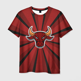 Мужская футболка 3D с принтом Красный бык , 100% полиэфир | прямой крой, круглый вырез горловины, длина до линии бедер | Тематика изображения на принте: буйвол | бык | год быка | голова быка | злой бык | рога | рогатое животное