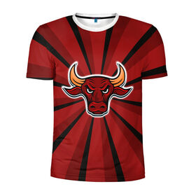 Мужская футболка 3D спортивная с принтом Красный бык , 100% полиэстер с улучшенными характеристиками | приталенный силуэт, круглая горловина, широкие плечи, сужается к линии бедра | Тематика изображения на принте: буйвол | бык | год быка | голова быка | злой бык | рога | рогатое животное