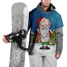 Накидка на куртку 3D с принтом Уставший Санта , 100% полиэстер |  | Тематика изображения на принте: 