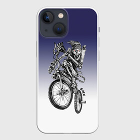 Чехол для iPhone 13 mini с принтом BMX ,  |  | bike | bmx | bones | eyes | jaw | skeleton | skull | sport | велосипед | кости | пасть | скелет | спорт | череп