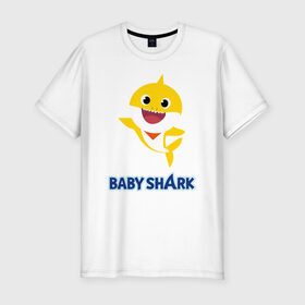 Мужская футболка хлопок Slim с принтом Baby Shark Рисунок на спине , 92% хлопок, 8% лайкра | приталенный силуэт, круглый вырез ворота, длина до линии бедра, короткий рукав | Тематика изображения на принте: 